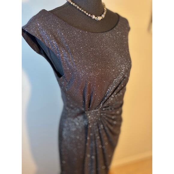 CONNECTED APPAREL Short Cap Sleeve Glitter Knit Dress in Gunmetal Sz 10 Women’s - Picture 7 of 10